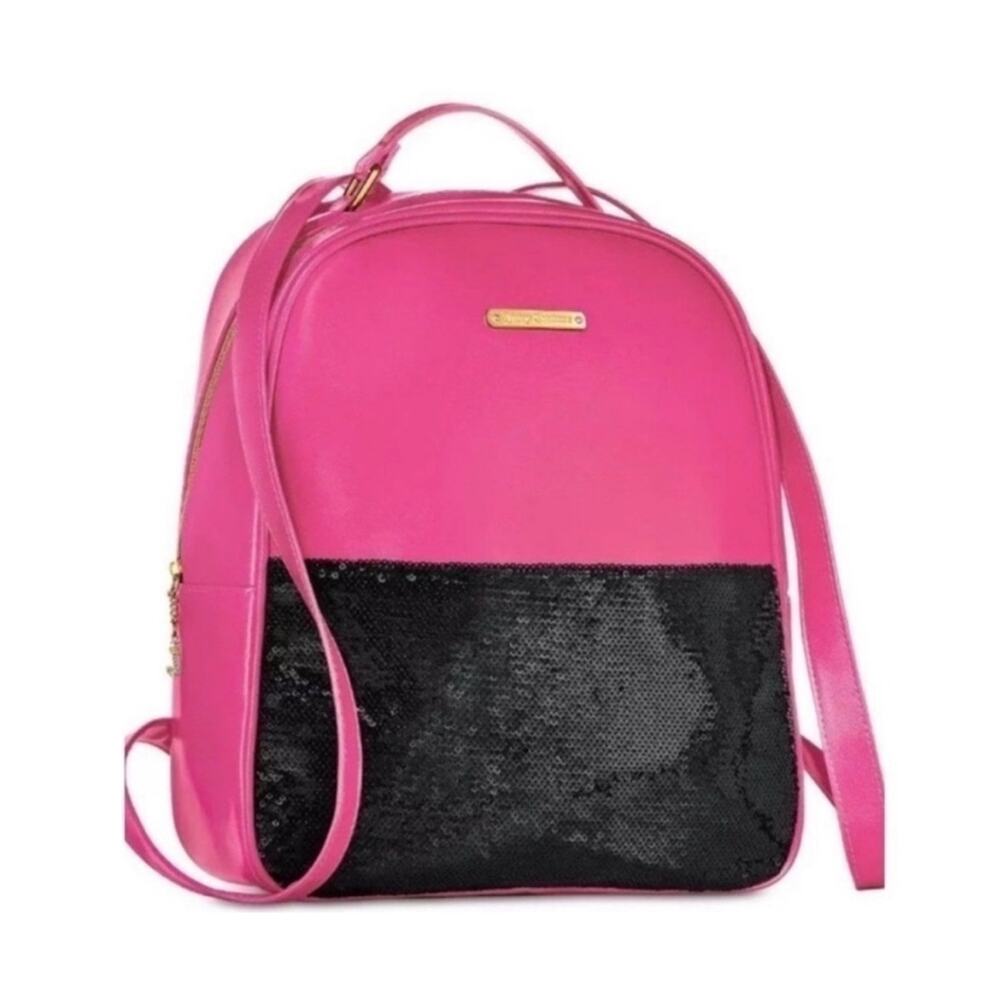 Juicy Couture NWOT Fuschia Pink Backpack with Black Sequin Accent MSRP $79